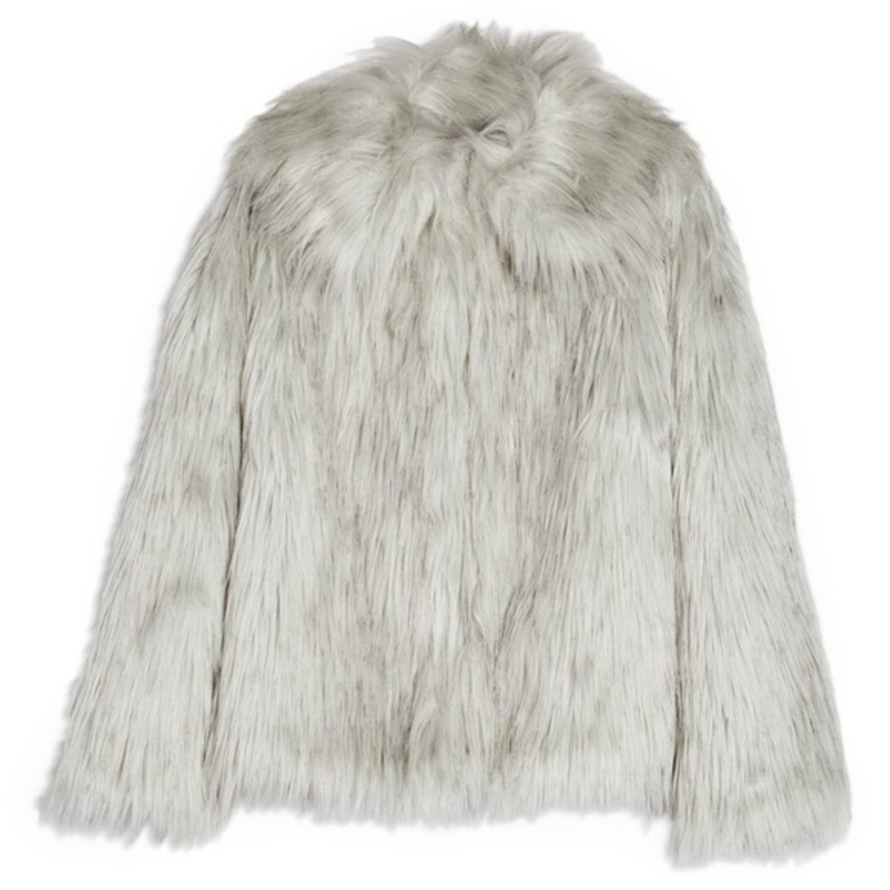 Topshop Gray Faux Fur Jacket - Picture 3 of 12